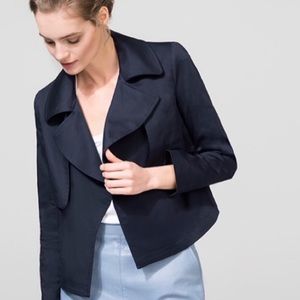Cuyana Navy Double Breasted Wool Jacket